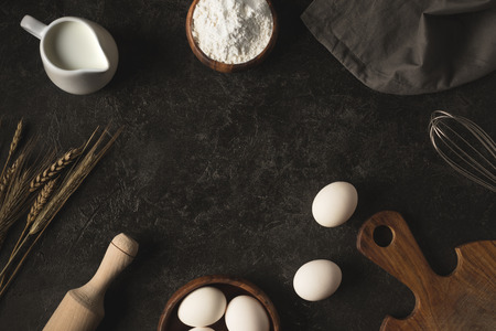 bakery ingredients and kitchen utensils