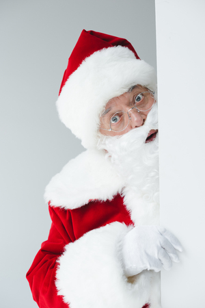 santa with blank bannerの写真素材