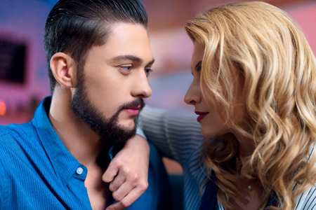 young couple flirtingの写真素材