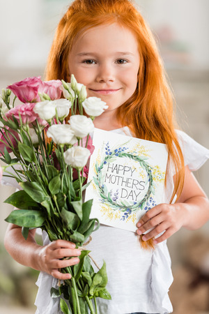 girl with gifts on mothers dayの写真素材