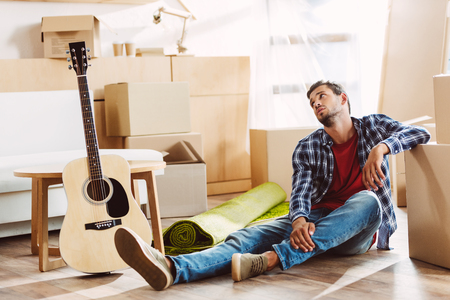 man in new houseの写真素材