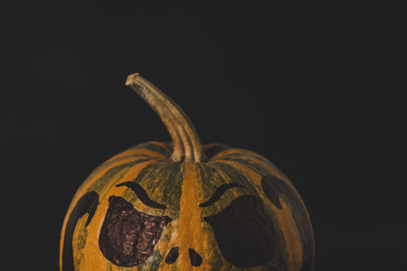 pumpkin with scary face for halloweenの写真素材
