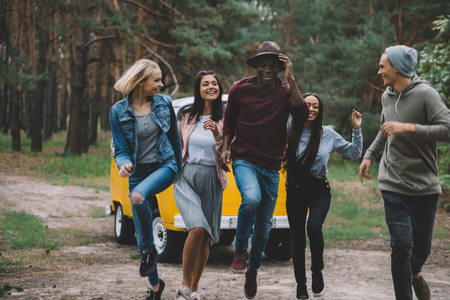 multiethnic friends having fun