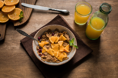 corn flakes with orange slices