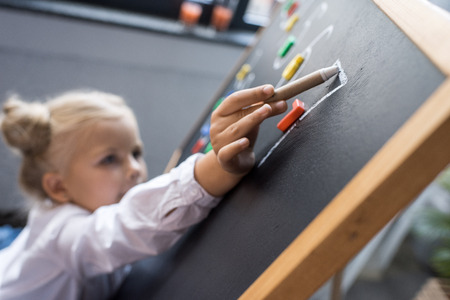 child studying numbers