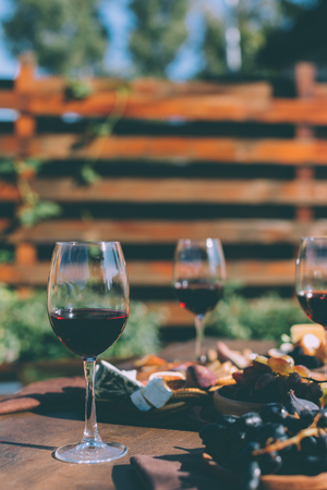 glasses of red wineの写真素材