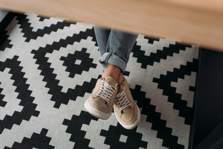 man in stylish shoes and jeansの写真素材