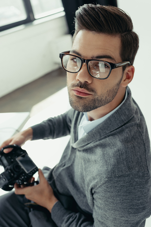 photographer with photo cameraの写真素材