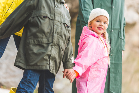 smiling kid with familyの写真素材