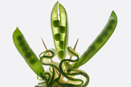 beautiful composition with pea pods