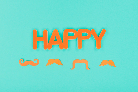 happy sign with mustachesの写真素材