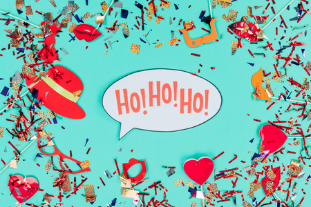 hohoho speach bubble with confetti