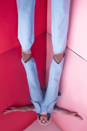 female legs and reflection