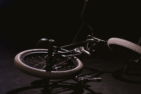 professional bmx bicycle in studio on blackの写真素材
