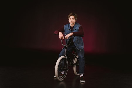 young cyclist with bmx bicycleの写真素材