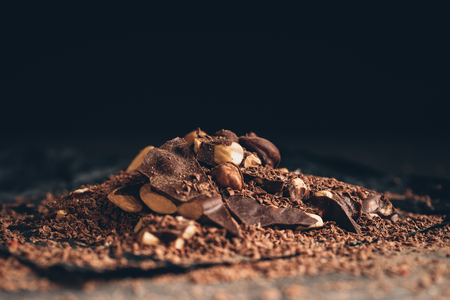 chocolate with nuts piecesの写真素材