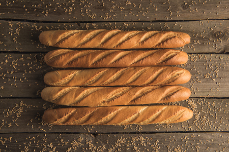 baguettes and grains on table