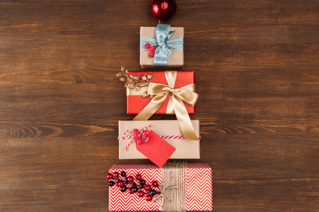 christmas presents and baubleの写真素材