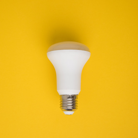 close up view of white light bulb