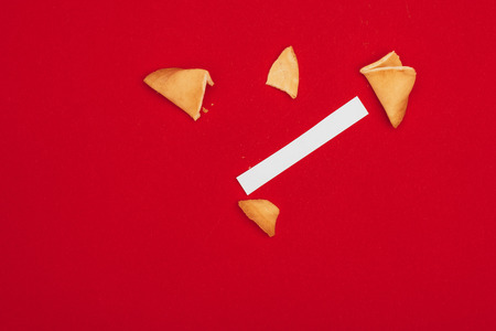opened traditional chinese fortune cookie, Chinese New Year conceptの写真素材