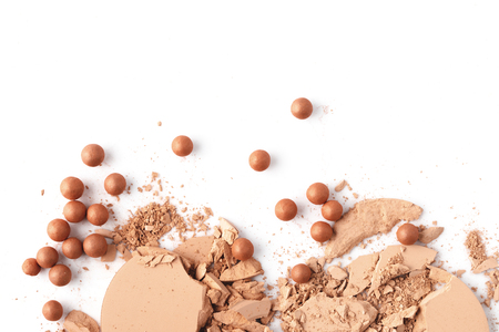 top view of crushed nude cosmetic powderの写真素材