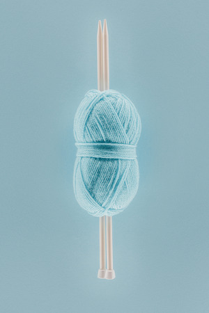 knitting yarn ball with knitting needles