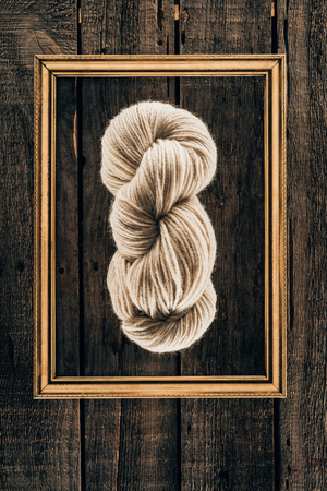 knitting yarn with frameの写真素材