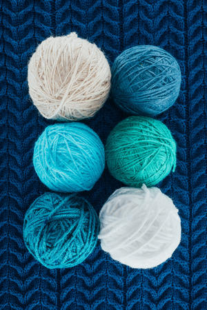 different knitting yarn ballsの写真素材