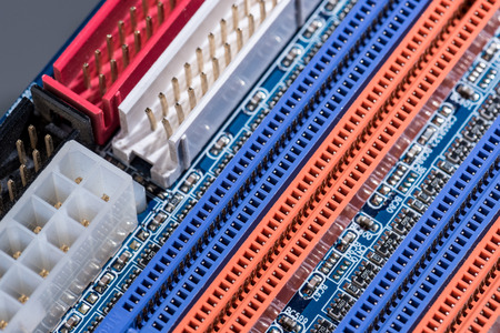 computer motherboard colorful ports