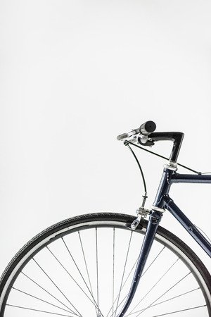bicycle wheel with brake lever isolated on whiteの写真素材