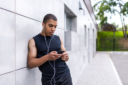 african american man with smartphoneの写真素材