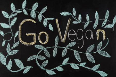 go vegan lettering on blackboardの写真素材