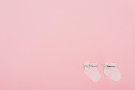 top view of pink baby socks