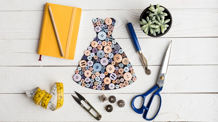 dress made of buttons and tailoring items