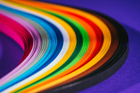 bright quilling paper stripes on purple