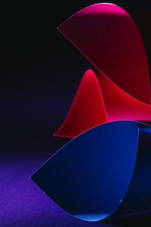 red, blue and pink warping paperの写真素材