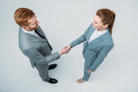 businesspeople shaking handsの写真素材