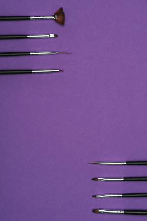 Top view of rows of brushesの写真素材