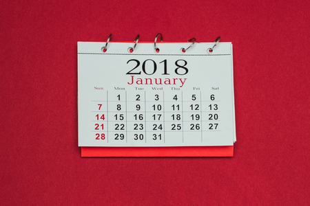 2018 calendar isolated on redの写真素材