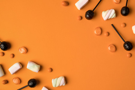 halloween candies and marshmallowsの写真素材