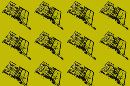 set of shopping carts with shadowsの写真素材