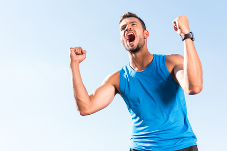 sportsman celebrating triumph