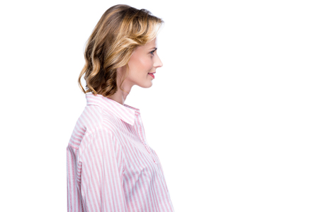 beautiful woman in shirtの写真素材