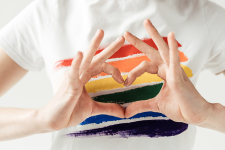 woman showing heart with handsの写真素材