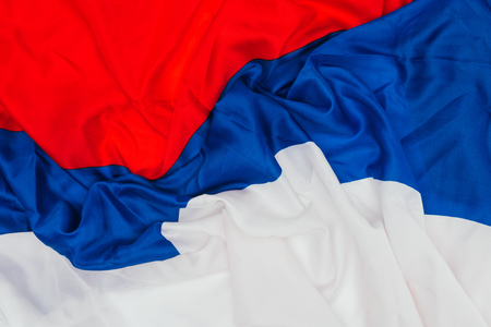 close up view of folded russian flag backgroundの写真素材