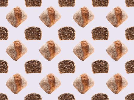 seamless pattern made from whole and sliced organic multigrain bread  の写真素材