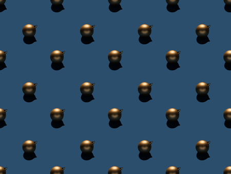full frame of arranged christmas balls isolated on blueの写真素材