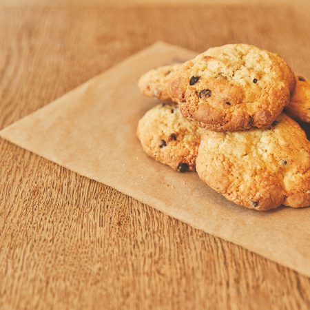 Sweet cookies pile on craft paperの写真素材