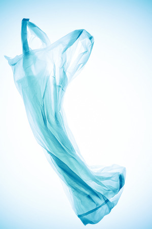 crumpled  plastic bag under blue toned lightの写真素材