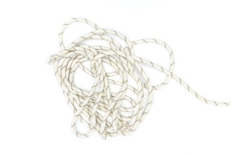 top view of white marine rope isolated on whiteの写真素材